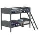 preview thumbnail 5 of 6, Twin over Twin Bunk Bed with Camelback Headboard & Guardrails, Grey
