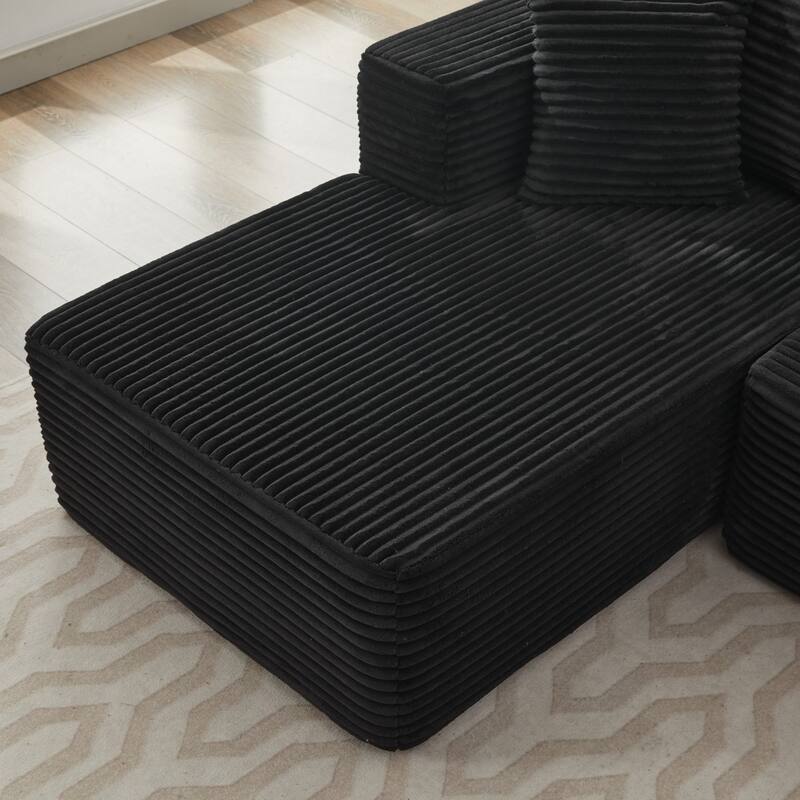 Roomfitters Modular Sectional Sofa, Deep Seat L-Shaped Cloud Couch with Left Chaise in Plush Corduroy for Living Room Comfort
