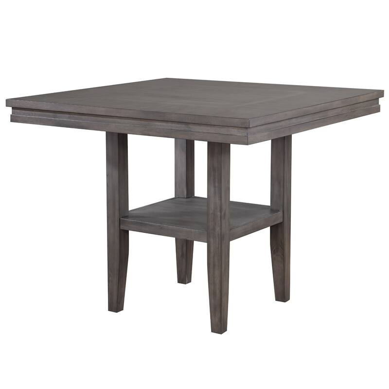 Square Wood Pub Dining Table with Shelf - 45" - Gray