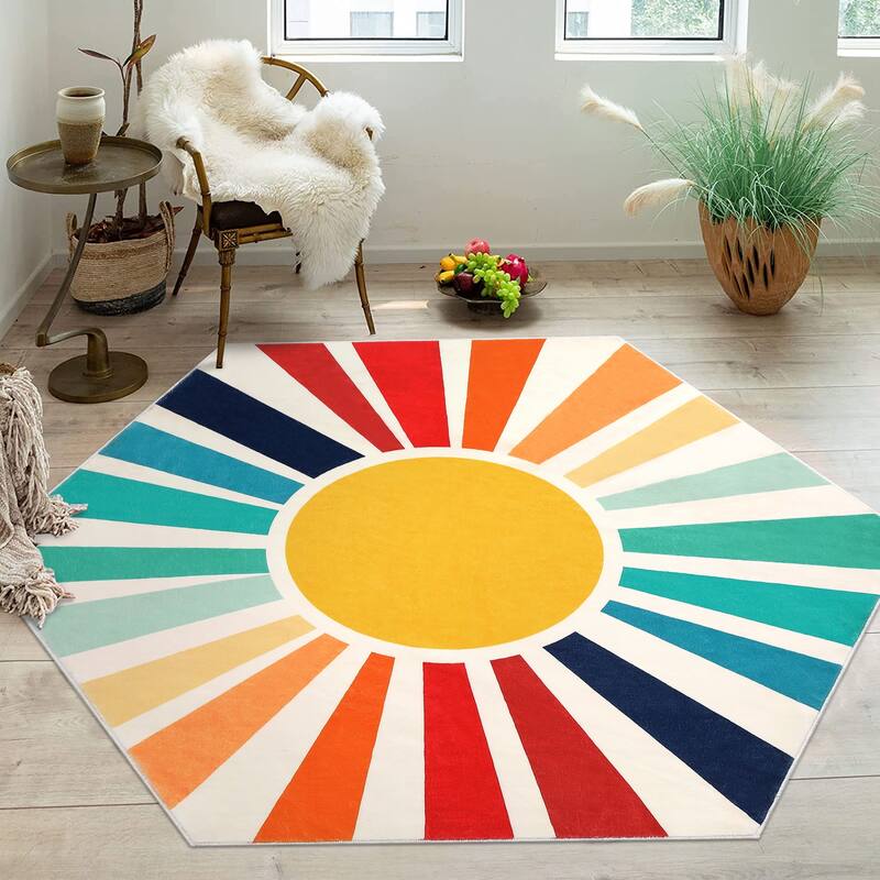 Garvee Rainbow Sol Kids Area Rug