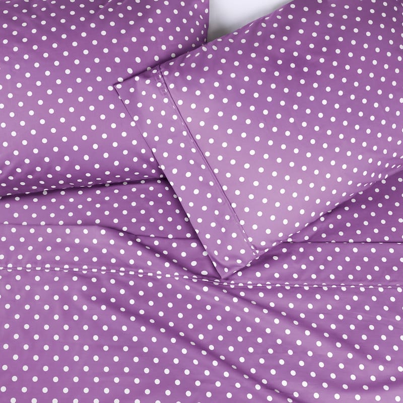 Superior Thread Count 600TC Cotton Blend Polka Dot Bed Sheet Set