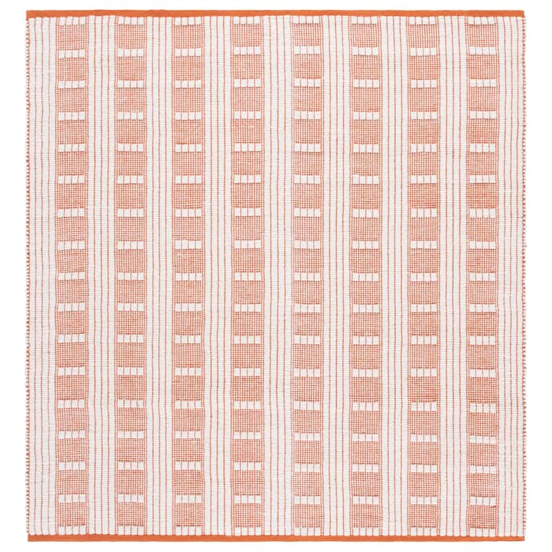SAFAVIEH Handmade Flatweave Lynann Vermont Wool & Cotton Rug - 6' Square - Orange/Ivory