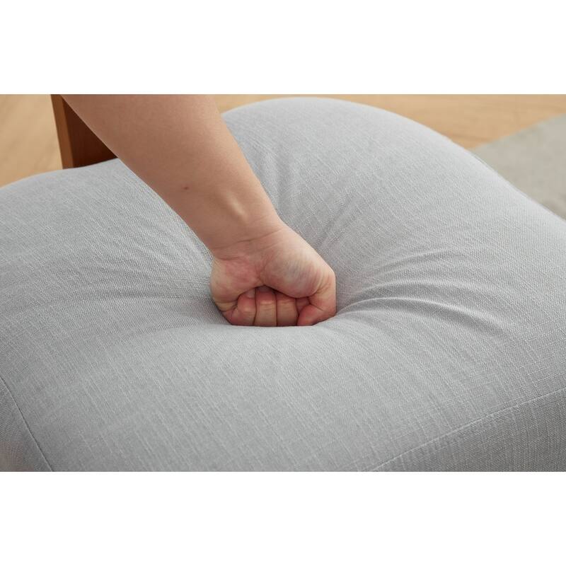 Set of 2 Linen Fabric Modern Armless Dining Chairs With Curved backrest and Solid Wooden Legs for Dining Room Living Room