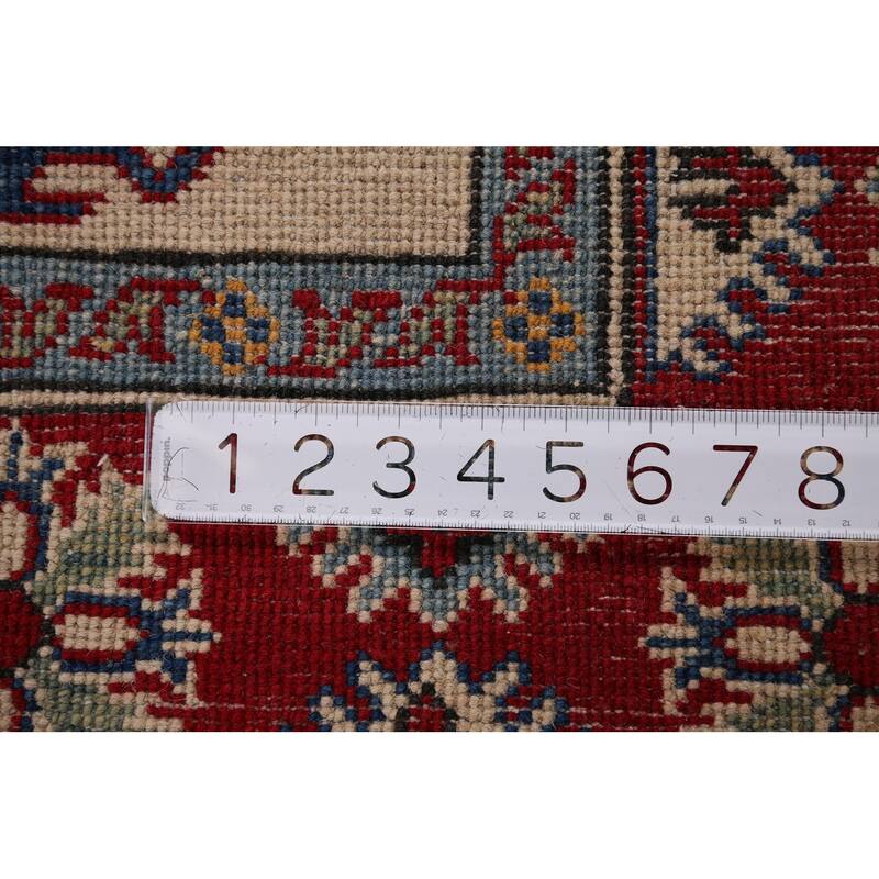 Geometric Kazak Oriental Foyer Area Rug Handmade Wool Carpet - 4'0" x 6'8"