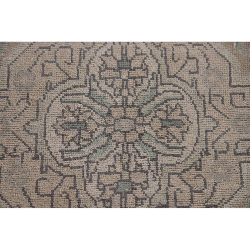 Hand Knotted Oriental 100% Wool Carpet Traditional Medallion Beige & Ivories Tabriz Area Rug - 11' 2'' X 8' 1''