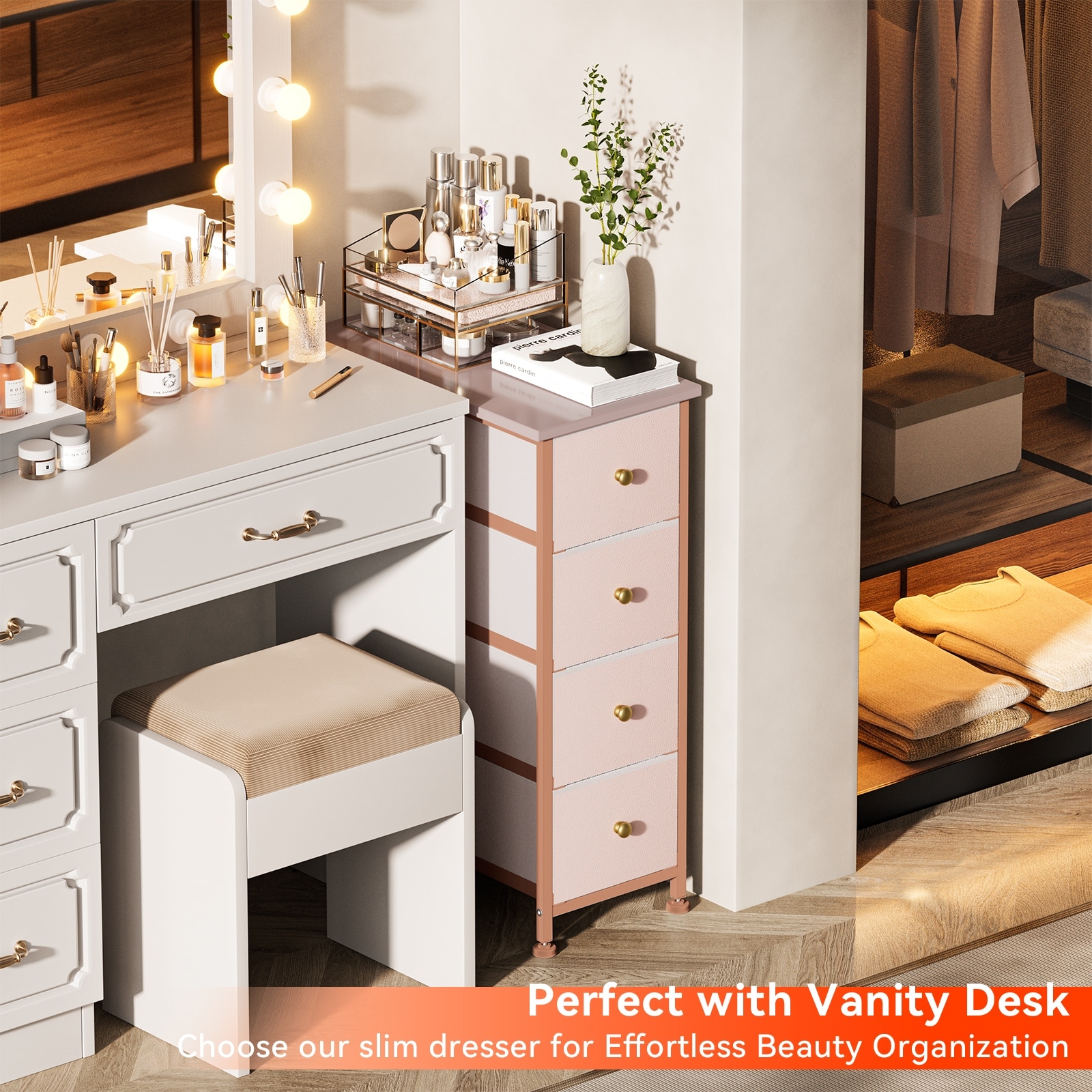 4 Narrow Drawers Dresser for Bedroom, Bathroom, Leather, Home Office, Wood Top - Bed Bath & Beyond - 39983143 4 Narrow Drawers Dresser for Bedroom, Bathroom, Leather, Home Office, Wood Top - Bed Bath & Beyond - 39983143