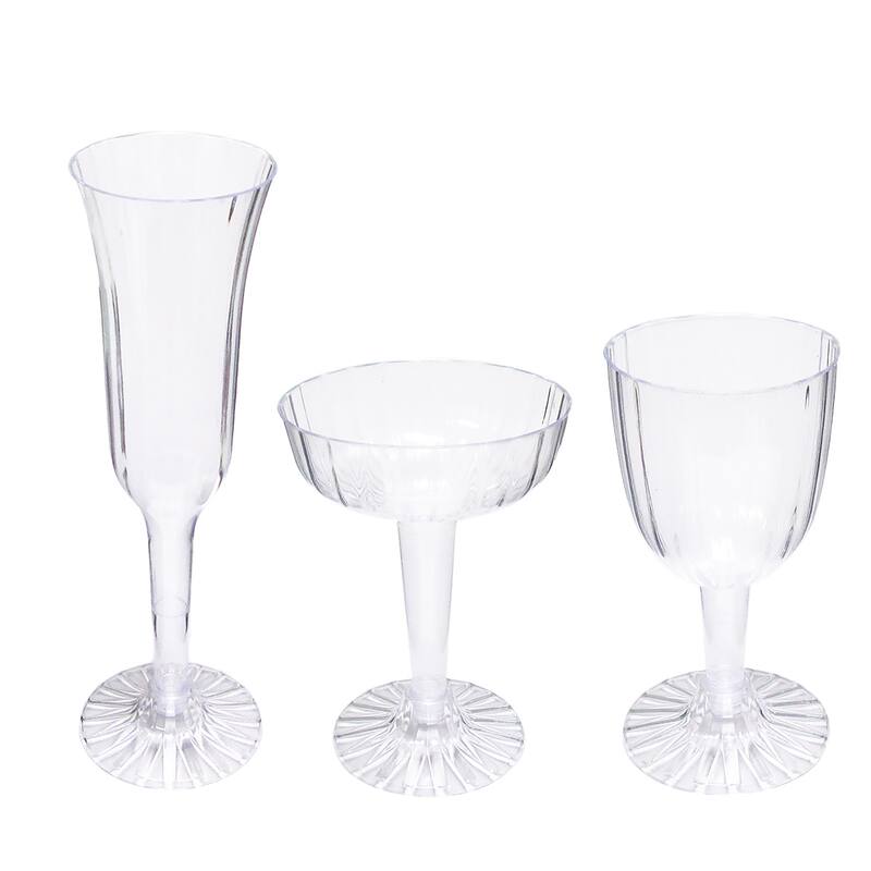 Set of 36 Pcs Clear Plastic Champagne Flute Disposable Cup 5in - 5" H x 2.5" D - 5" H x 2.5" D