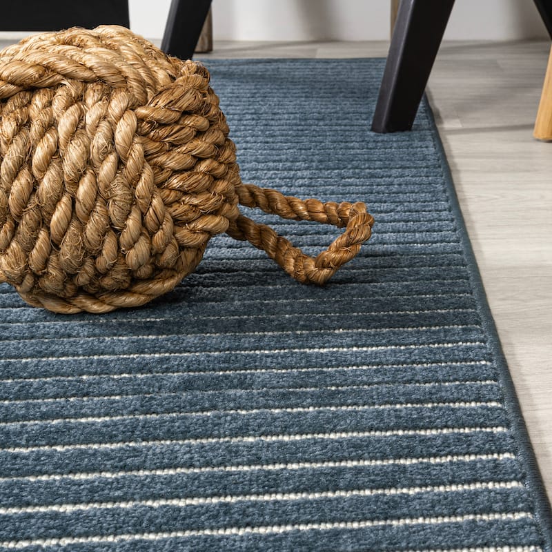 JONATHAN Y Maribo Minimalist Scandi Striped Navy/ivory Area Rug