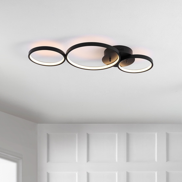 Nube 26.88 3 Light Contemporary Modern Metal Integrated LED Flush Mount Black by JONATHAN Y On Sale Bed Bath Beyond 35897756