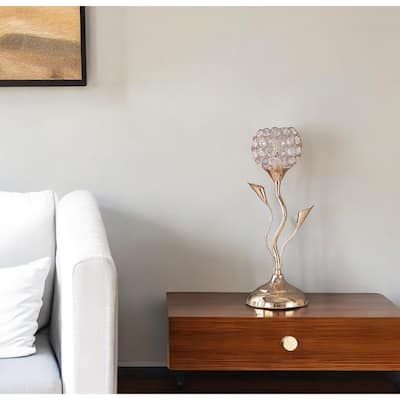 14 Inch Gold Table Lamp with Clear Novelty Shade for Bedside - 6.50" x 4.75" x 14"