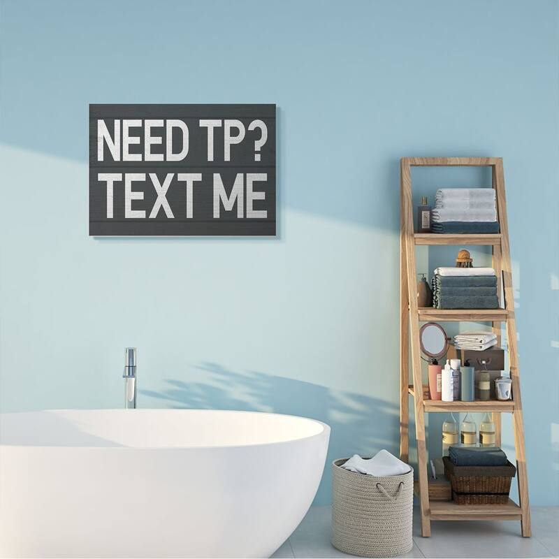 Stupell Text Me for TP Rustic Inspired Bathroom Sign Canvas Wall Art Design By Daphne Polselli