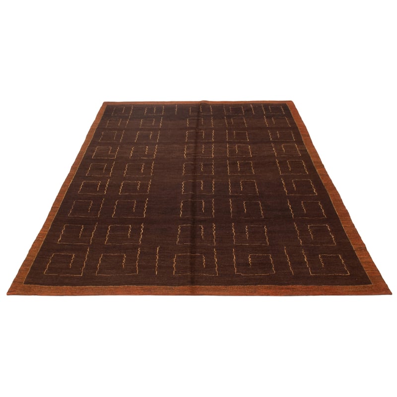 ECARPETGALLERY Flat-Weave Natural Brown Wool Tapestry Kilim - 7'7 x 10'0