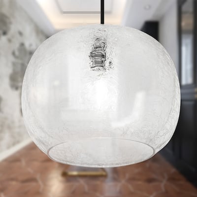 River of Goods Black Metal and Glass 9.75-Inch Pendant Light with Adjustable Hanging Cord - 9.75" x 9.75" x 9.75/68.75"