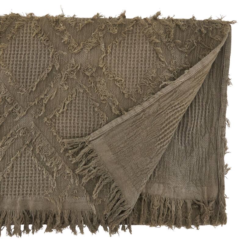 Waffle Weave Table Runner With Fringe Design