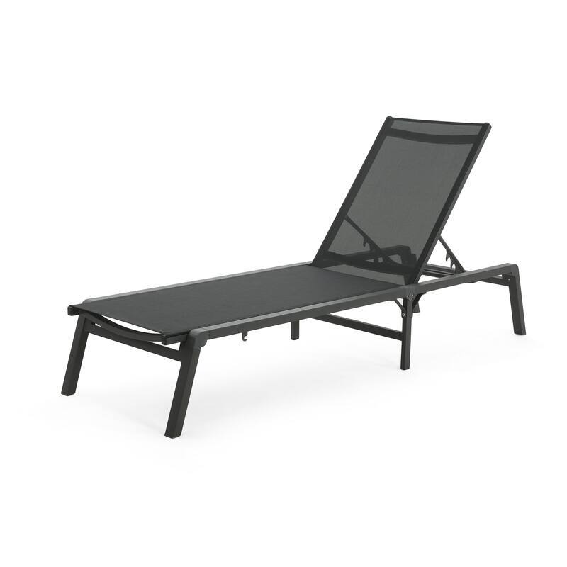 Outdoor Adjustable Chaise Lounge Folding Chair (Set of 2), Heavy-Duty Aluminum Frame Patio Lounge Chaise