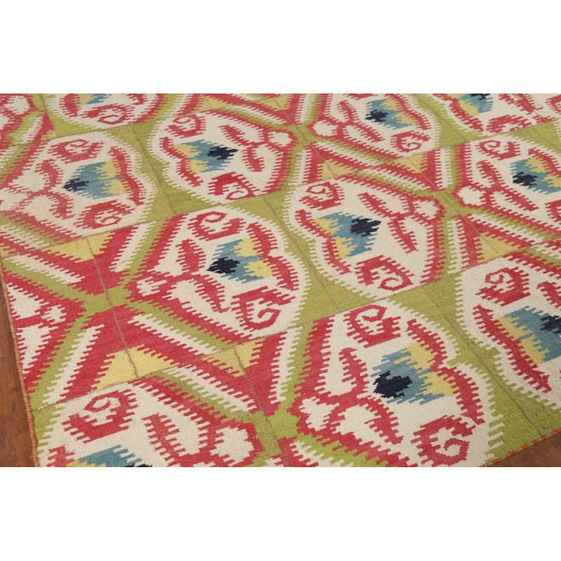 All-Over Kilim Oriental Area Rug Hand-Woven Wool Carpet - 8'2"x 10'10"