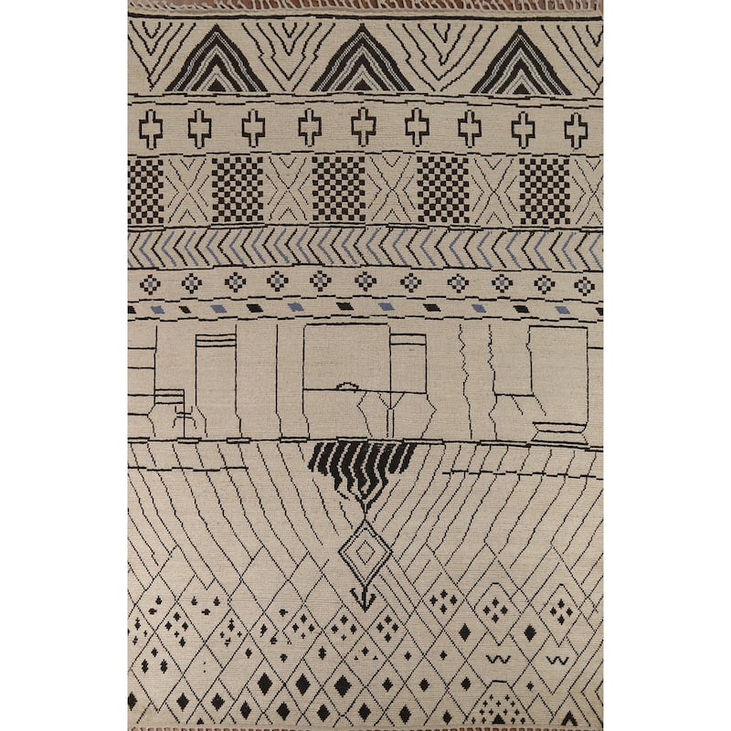 Trellis Moroccan Oriental Area Rug Handmade Wool Carpet - 8'9"x 12'3"