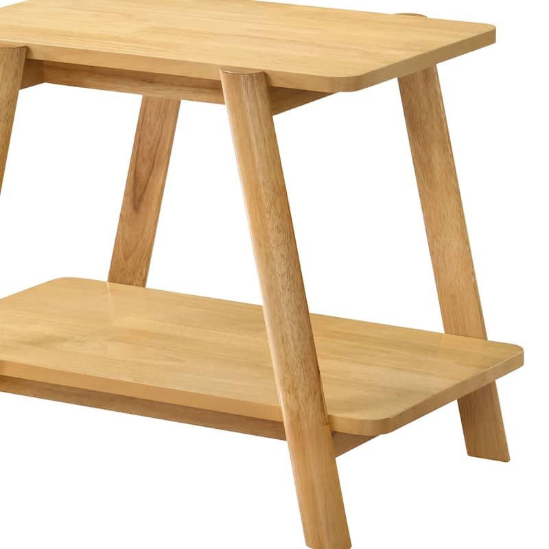Roundhill Furniture Metz Mid-Century Modern Wood Shelf End Table