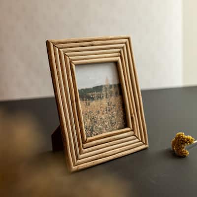 Foreside Home & Garden 4x6 Photo Rattan Pieced Picture Frame