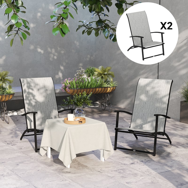 Metal Mesh Folding Patio Chairs Set of 2 with Armrests - 23.6" W x 31.9" D x 33.9" H