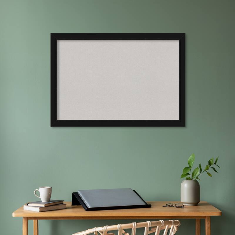Avon Black Framed Grey Corkboard Bulletin Board, Organization Board, Pin Board