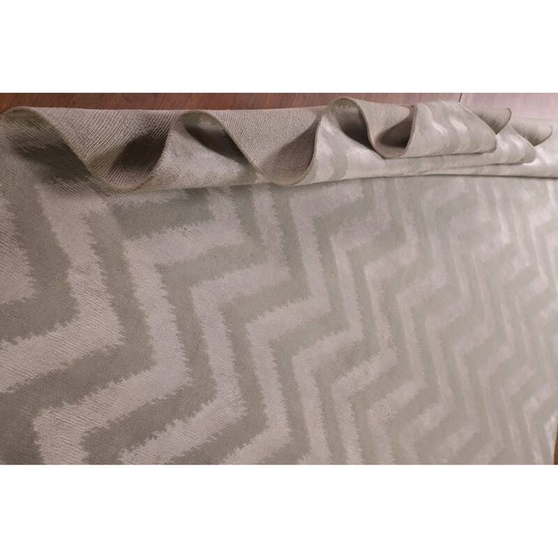 Chevron Style Modern Indian Area Rug Handmade Wool Carpet - 7'11"x 9'10"