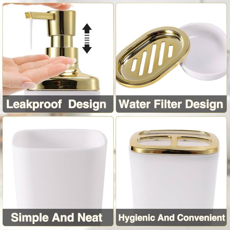 8-piece bathroom set with stainless steel trash can, toilet brush, toothbrush set, soap dispenser