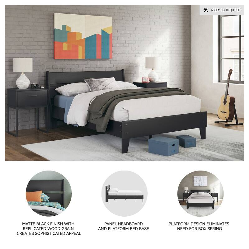 Signature Design by Ashley Socalle Black Panel Platform Bed