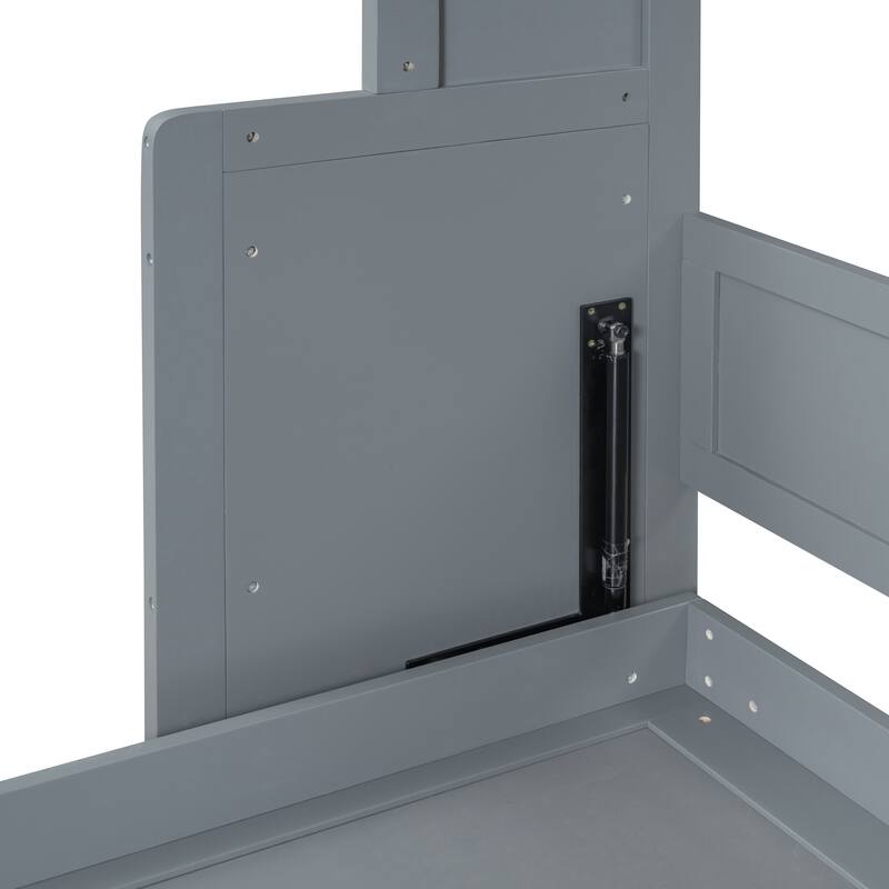 Space-Saving Murphy Bed with Built-in Closet and Drawers in Gray