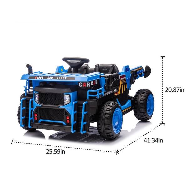 Two-Seat Construction Ride-On Vehicle with Rear Dump, MP3, and Remote Control