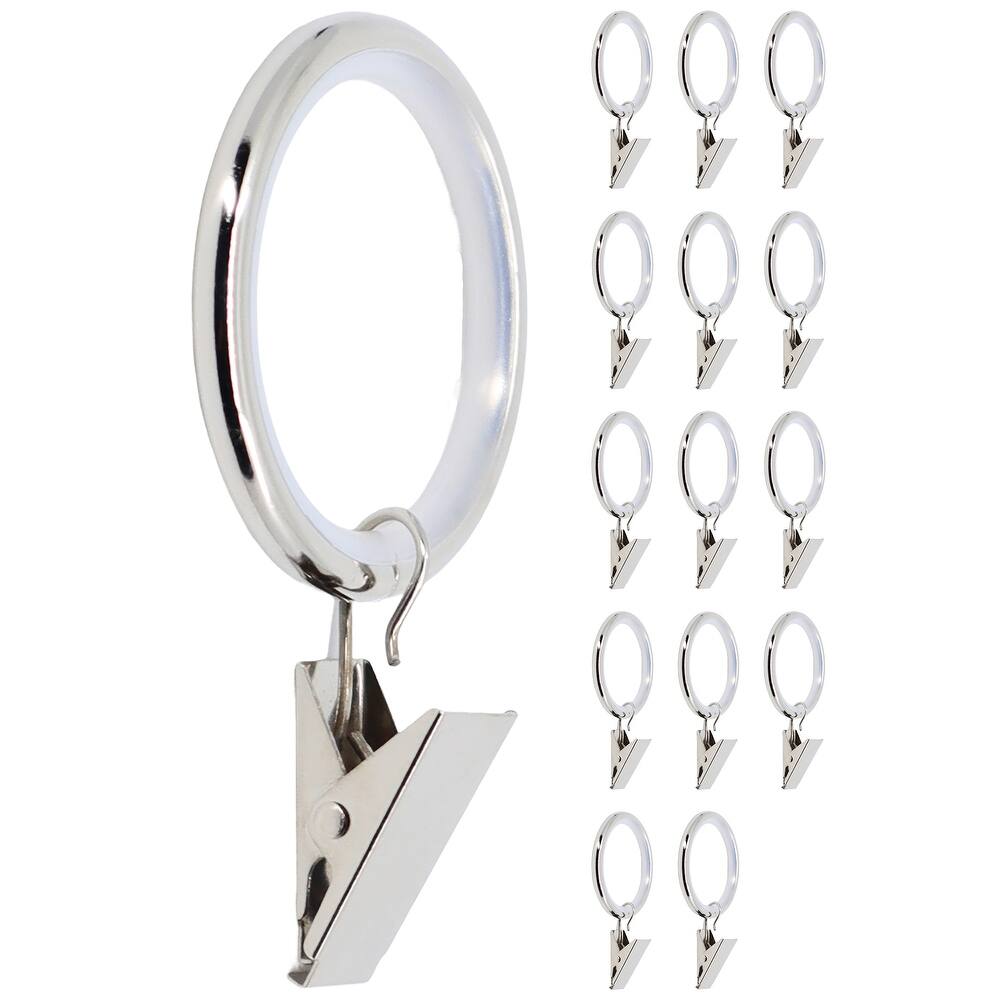 Meriville Drapery Curtain Rings with Clip - 1.5-Inch Inner Diameter with insert