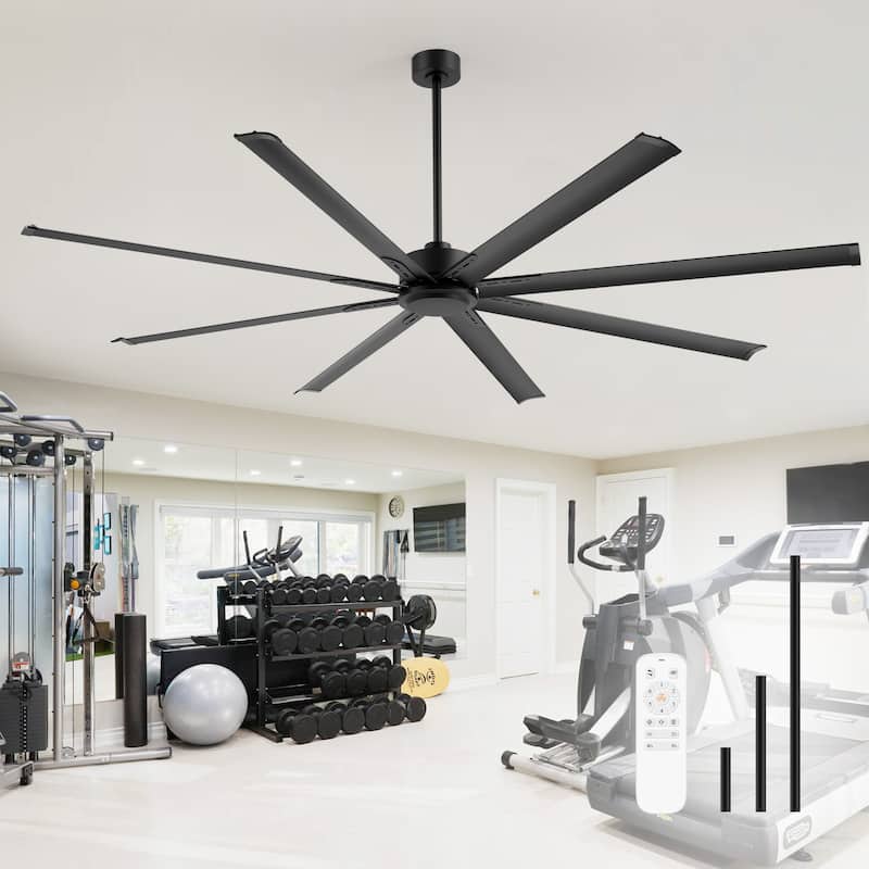 Large Industrial 84" Ceiling Fan with Remote,No Light with 8 Aluminum Blades - Remote