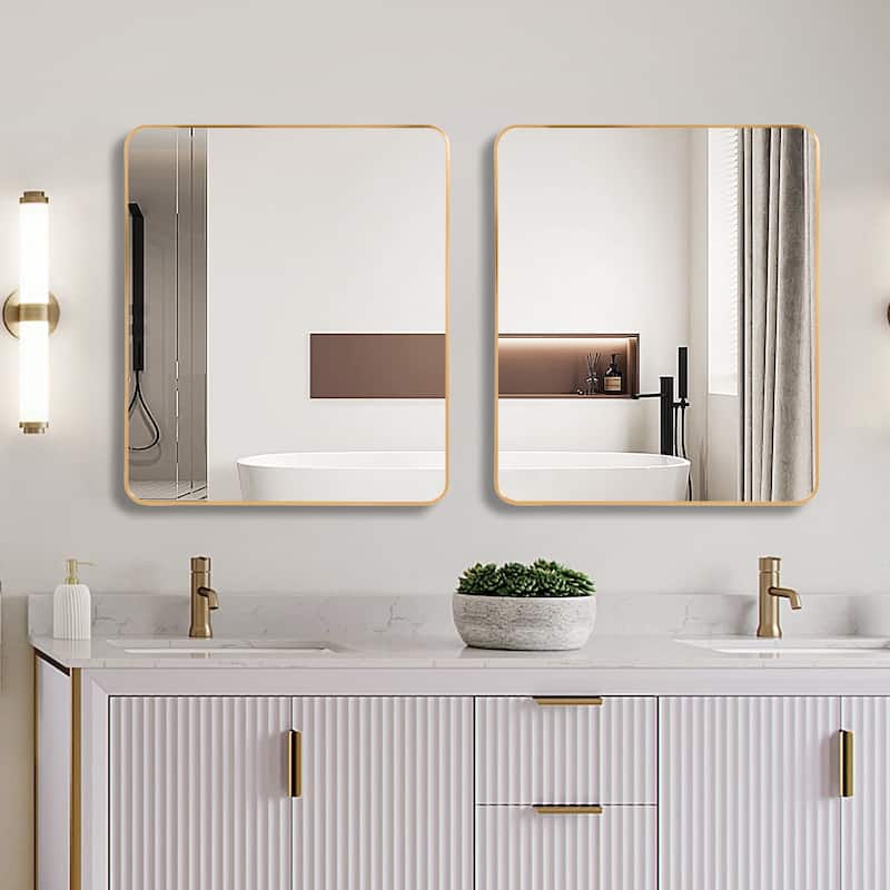 Bathroom Mirror for Over Sink Wall Mirror Metal Frame Rounded Rectangular Vanity Mirrors for Bedroom Living Room Entryway Decor