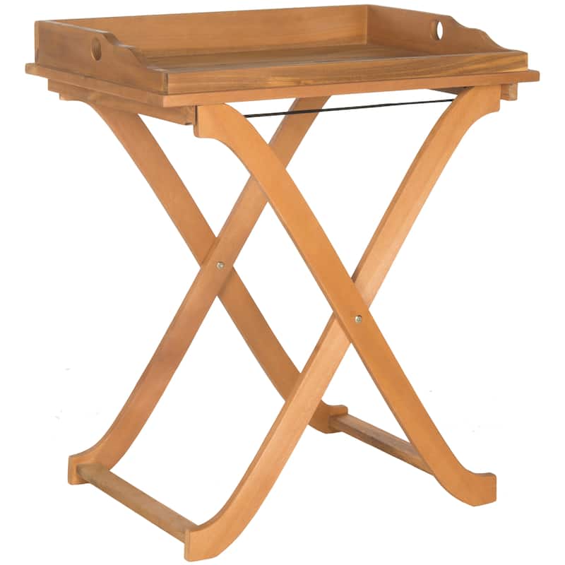 SAFAVIEH Outdoor Anastasiia Acacia Wood Folding Tray Table - 19Wx27Dx32H