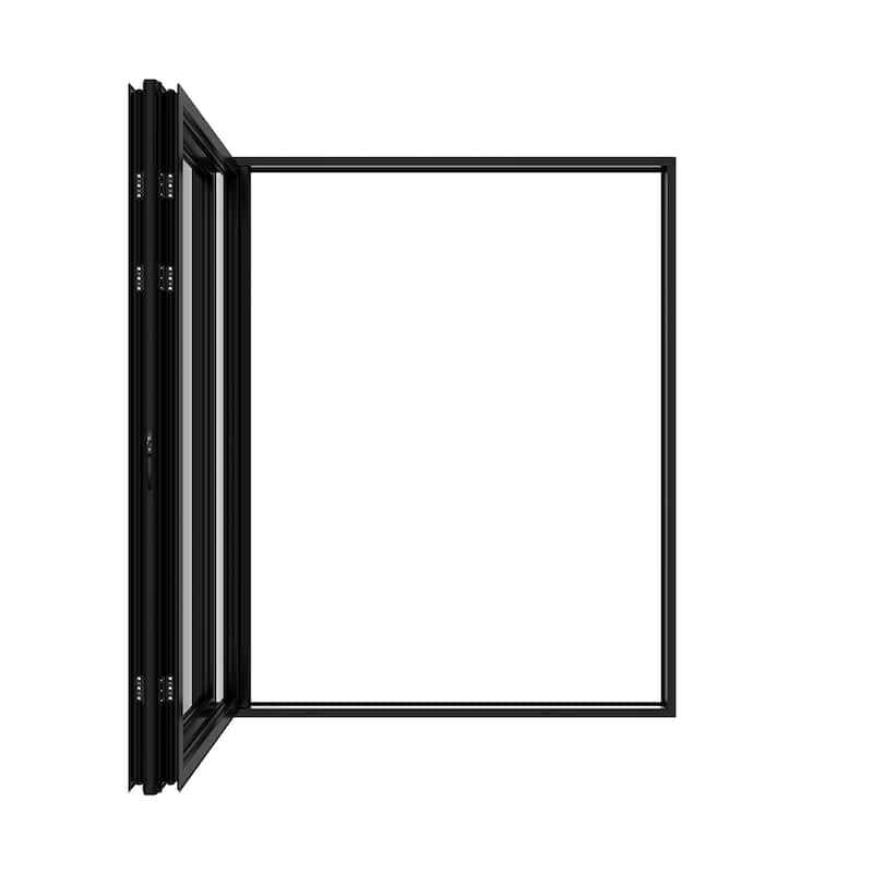 KaMic Elite-Fold 72" x 80" 2-Panel Aluminum Folding Door in Black with Hidden Hinges & Rollers, Folded Out From Right To Left