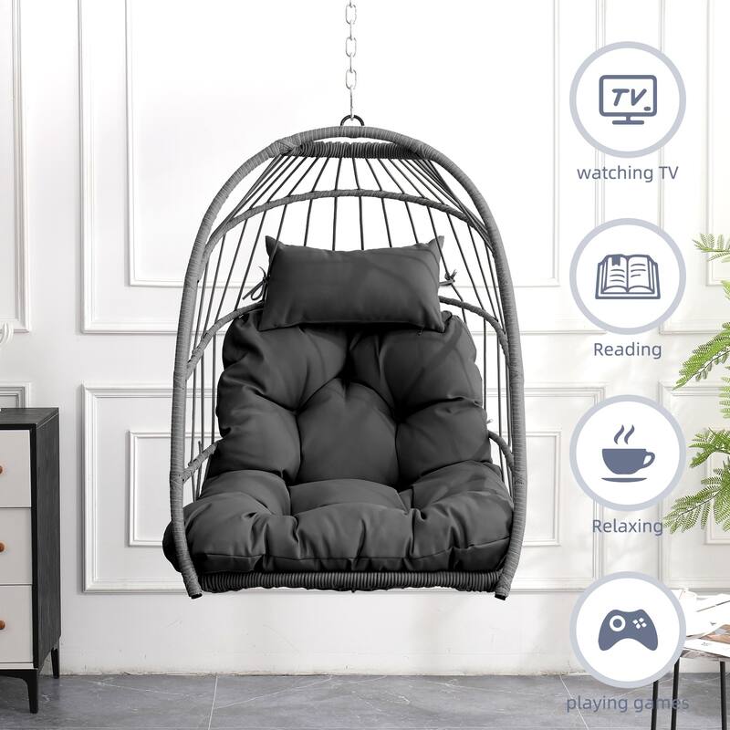 Outdoor garden rattan egg swing chair hanging chair PE hanging chair