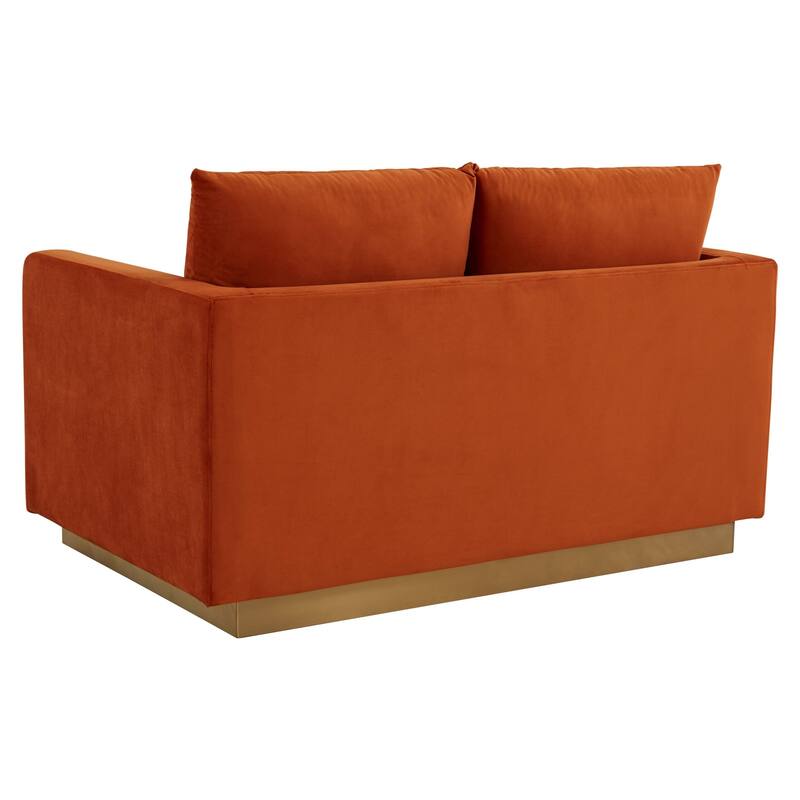 Nervo Modern Accent Chair Velvet Sofa Loveseat With Gold Base & Cushions, Mini Couch for 2 people for Living Room & Bedroom