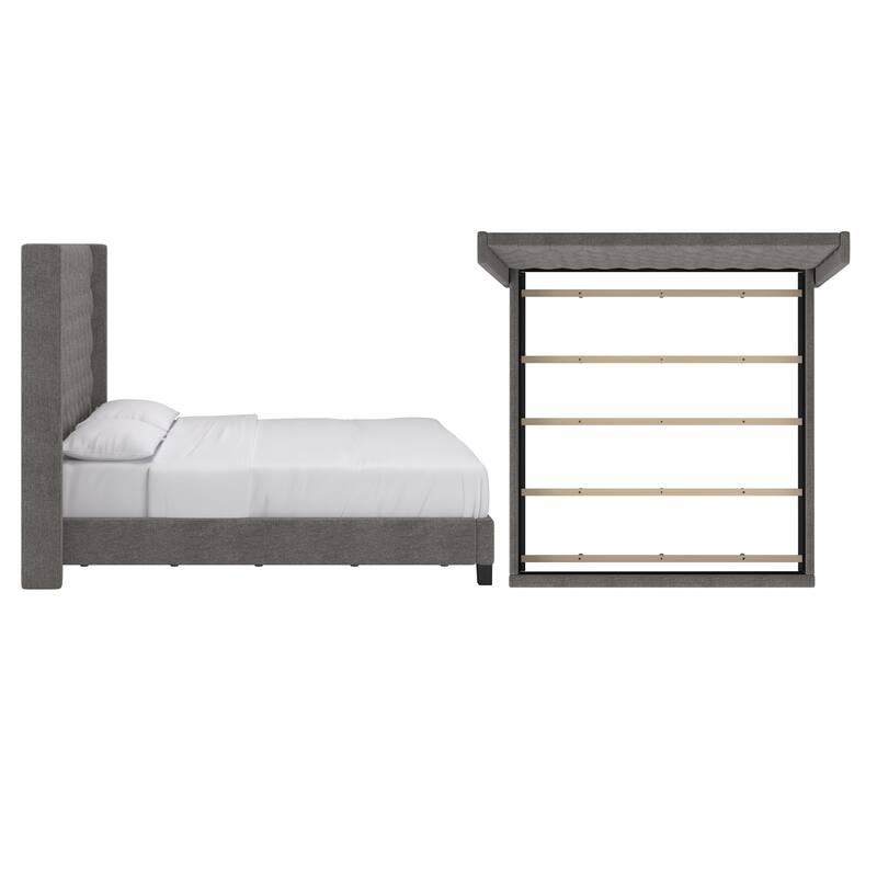 Detmold Wingback Button Tufted Tall Headboard Bed