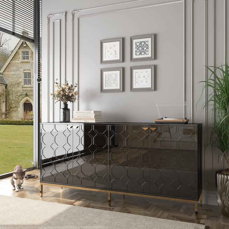 Clihome Storage High Gloss Entertainment Centers TV Stand, Sideboard
