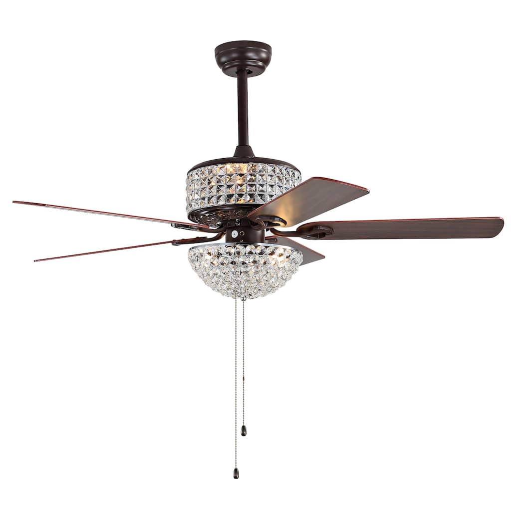 SAFAVIEH Lighting Eller 52-inch Led Ceiling Light Fan - 52" W x 52" L x 21.5"-26.5" H