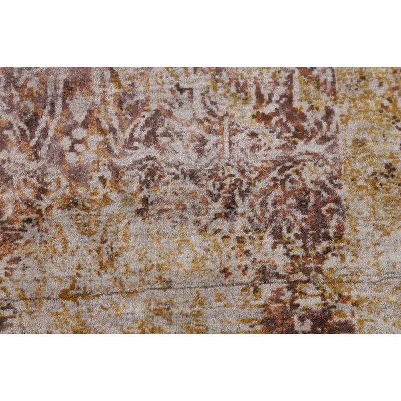 Abstract Indian Area Rug Hand-Knotted Wool Carpet - 6'0" X 9'2"