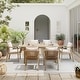 preview thumbnail 2 of 8, Outdoor Acacia Wood Dining Set 7-Piece Rope Weave Dining Chairs And Table with Umbrella Hole
