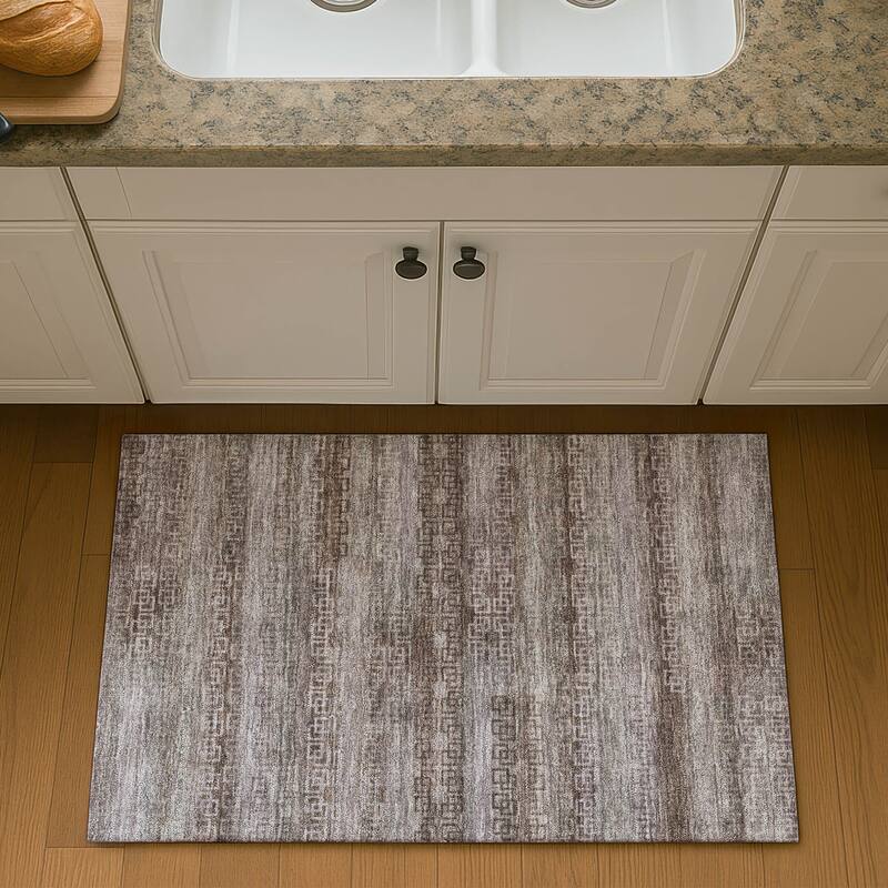 Premium Washable Super Soft Modern Stripe Mayfield Rug - Chocolate - 1'8" x 2'6"