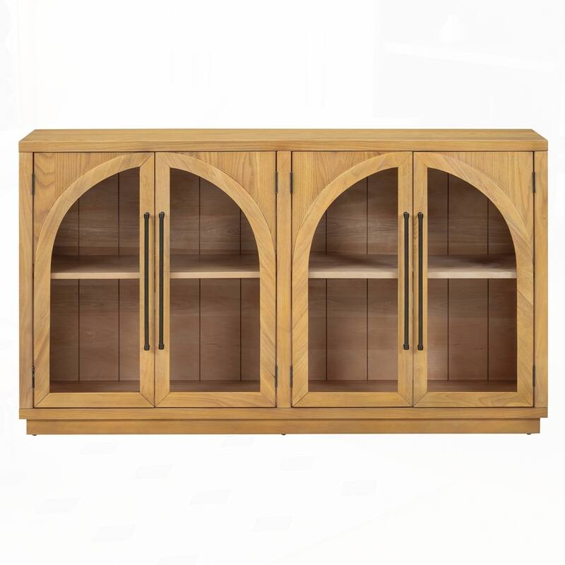 4-Door Large Storage Sideboard Buffet Cabinet with Glass Doors