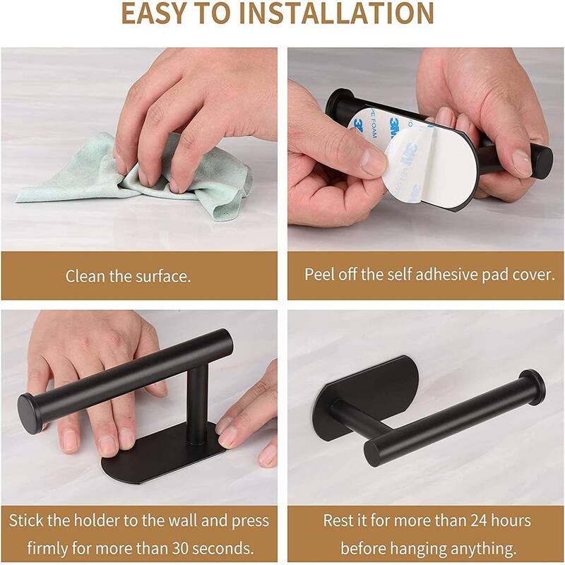PROOX Rustproof Ahesive Toilet Pater Holder Stainless Steel Towel Holder