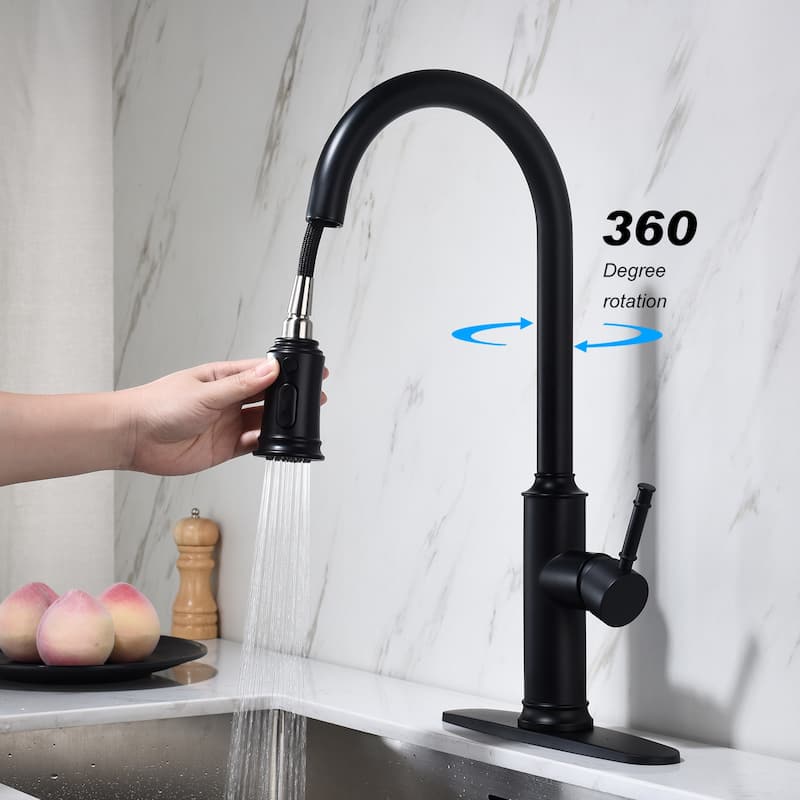 Kitchen Faucet With Pull Down Sprayer,And The High-Arc Nozzle Rotates 360°