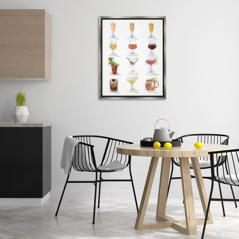 Stupell Soft Artisanal Cocktails Menu Framed Floater Canvas Wall Art Design By Matthew Piotrowicz