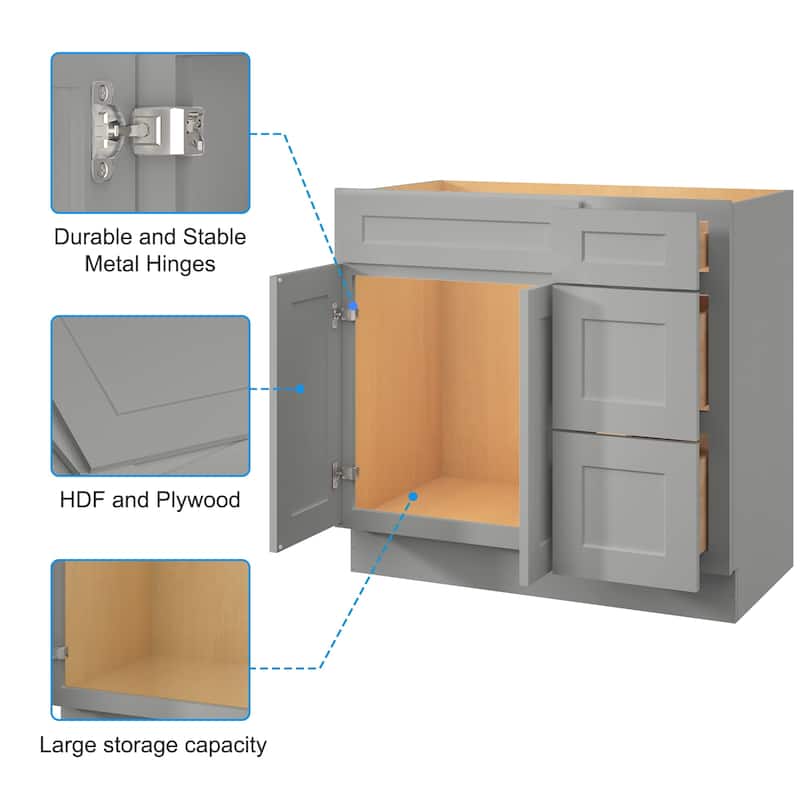 New Floor-Standing Bathroom Wooden Vanity Cabinet with Right Door