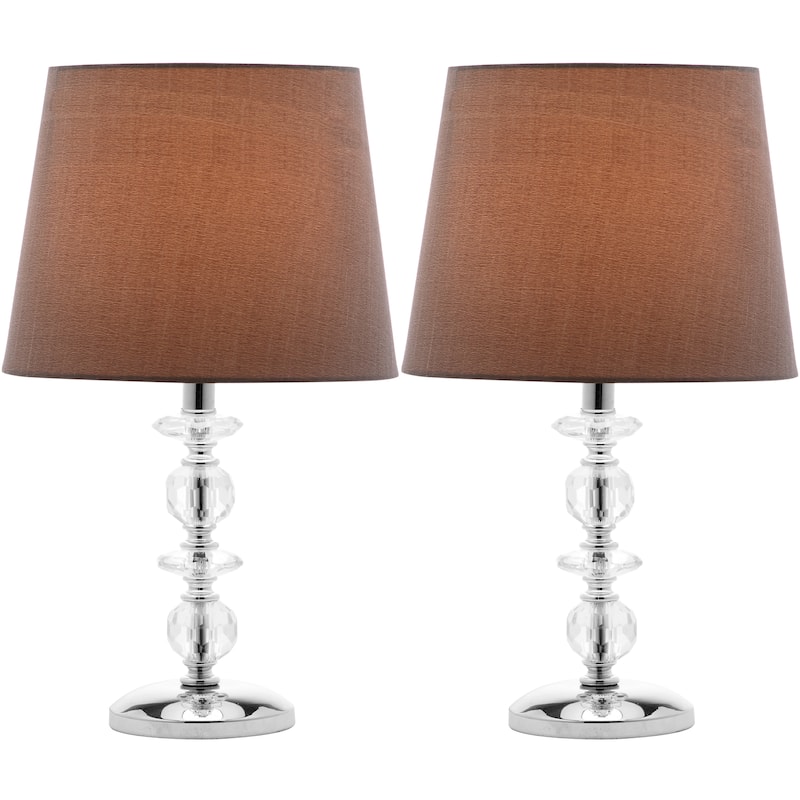 SAFAVIEH Lighting Meghan 15-inch Grey Shade Stacked Crystal Orb Table Lamp (Set of 2) - 9"x9"x15" - 9Wx9Dx15H