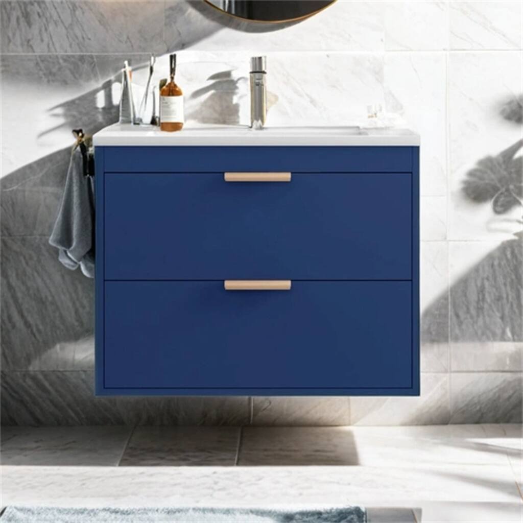 24" Floating Wall Mounted Bathroom Vanity w/White Ceramic Sink&Drawer